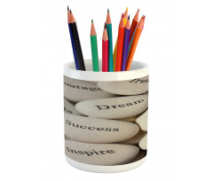 Motivational Words on Rocks Pencil Pen Holder