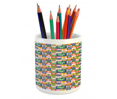 Birds and Flowers Retro Pencil Pen Holder