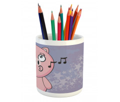 Farm Animal Singing Star Motifs Pencil Pen Holder