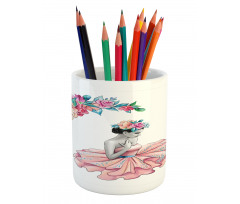 Dancer Girl in Flowers Pencil Pen Holder