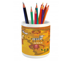 Map of Africa with Animals Pencil Pen Holder