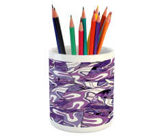 Lilac Strokes Motifs Pencil Pen Holder