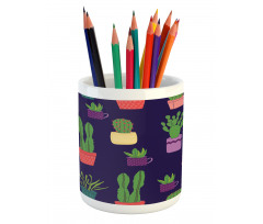 Colorful Pots Plants Pencil Pen Holder