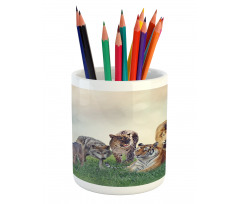 Digital Animals on Grass Pencil Pen Holder