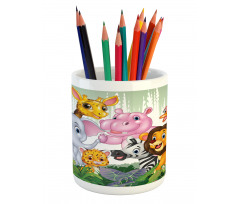 Nursery Happy Animal Doodle Pencil Pen Holder