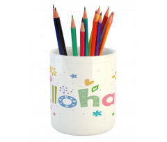 Hawaiian Wording with Motifs Pencil Pen Holder