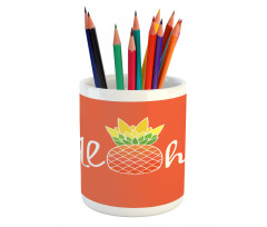 Hawaiian Theme with Pineapple Pencil Pen Holder