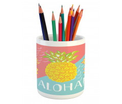 Flowers and Pineapple Pattern Pencil Pen Holder