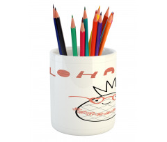 Striped Aloha Nerdy Pineapple Pencil Pen Holder