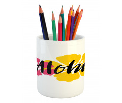 Brush Stroke Effect Hibiscus Pencil Pen Holder