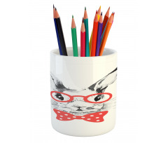 Nerdy Rabbit with Eyeglasses Pencil Pen Holder