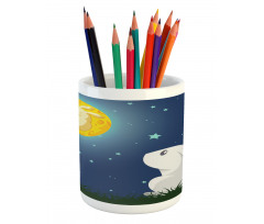 Thinking Staring at the Moon Pencil Pen Holder