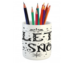 Monochrome Let it Snow Art Pencil Pen Holder