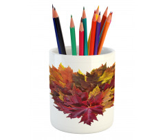 Mix Leaves Heart Shaped Pencil Pen Holder