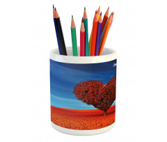 Heart Shaped Tree Scene Pencil Pen Holder