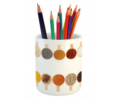 Group of Spices in Spoons Pencil Pen Holder