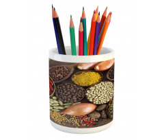 Top View of Herbs Flavors Pencil Pen Holder