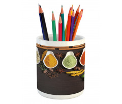 Folk Food Top View of Tastes Pencil Pen Holder