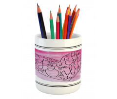 Romantic Words Heart Pencil Pen Holder