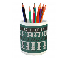 Lettering Art on Green Tone Pencil Pen Holder