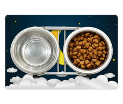 Half Moon Clouds and Stars Pet Mat