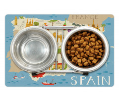 Spain Mapping Calligraphy Pet Mat