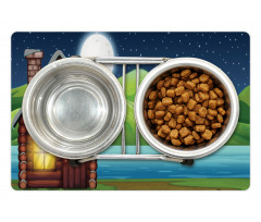 Cabin near River at Night Pet Mat