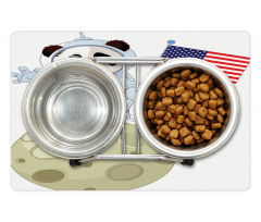 Astronaut on Moon Cartoon Pet Mat