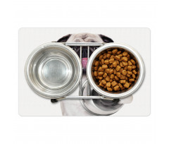 Dog Holding Food Bowl Pet Mat