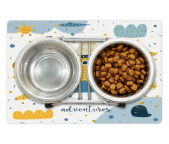 Ship and Puffy Clouds Pet Mat