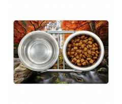 Autumn River Stream on Rocks Pet Mat