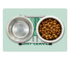 Fresh Mint Leaves Calligraphy Pet Mat