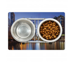 Chicago Riverside at Night Pet Mat