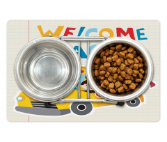 Welcome Back Typography Pet Mat