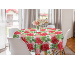 Çiçekli Yuvarlak Masa Örtüsü Romantik Pembe Renklerde Itır Çiçekeleri