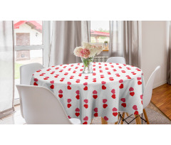 Aşk Yuvarlak Masa Örtüsü Sevimli İki Renkli Tasarımıyla Minik Kalpler
