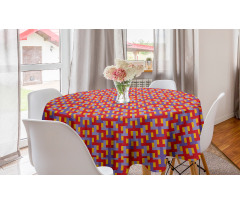 Modern Yuvarlak Masa Örtüsü Çarpıcı Renklerde Geçişli Çubuklu Desenler