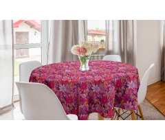 Bahar Yuvarlak Masa Örtüsü Romantik Renkli Kır Papatyaları Çiçek Deseni
