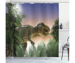 Fantastik Duş Perdesi Dinozor ve Orman