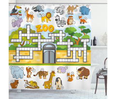 Çocuklar için Duş Perdesi Hayvanlı Puzzle