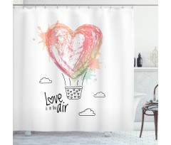 Heart Balloon Love Phrase Shower Curtain