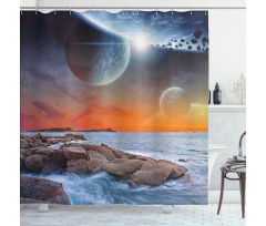 Planet Landscape View Shower Curtain