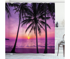 Palms Silhouette Purple Shower Curtain