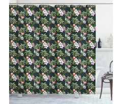 Exotic Flamingo Bouquet Shower Curtain