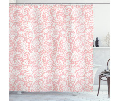 Floral Hexagon Lace Grids Shower Curtain