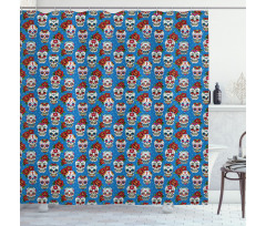 Floral Roses Skulls Shower Curtain