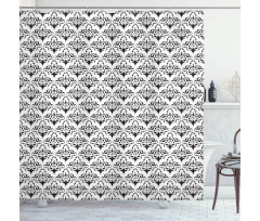 Monochrome Antique Motif Shower Curtain