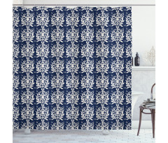 Classic Botanical Motif Shower Curtain