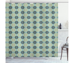 Mediterrenean Tile Inspired Shower Curtain