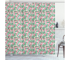 Rosebuds with Cactus Art Shower Curtain